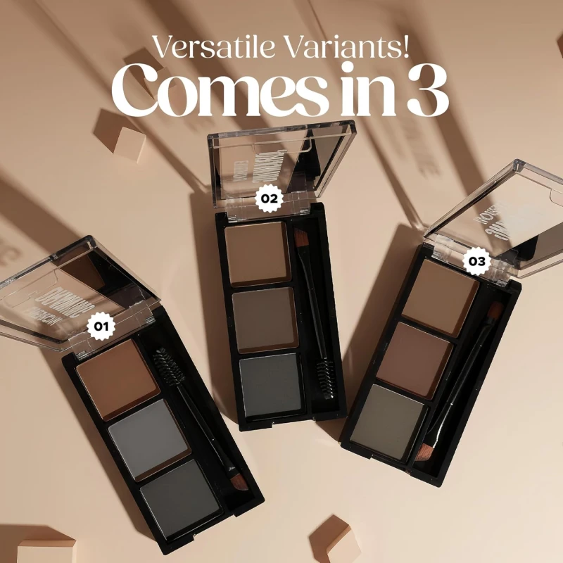 Hilary Rhoda Eyebrow Palette with Spoolie | 3 Natural Blendable Shades | Waterproof & Long-Lasting | Smudge-Proof Brow Powder Kit (Shade 03) – 7.2g - Thumbnail 6
